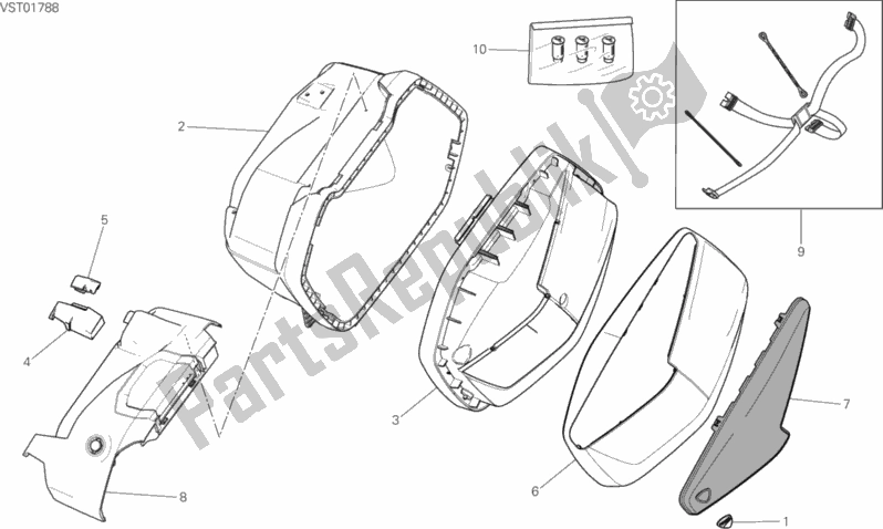 Todas as partes de Carteira Esquerda do Ducati Multistrada 1260 S Touring Brasil 2018